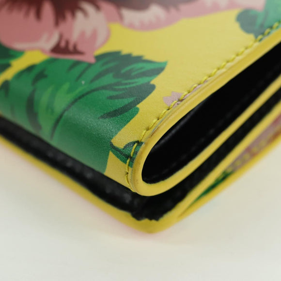 BALENCIAGA Paper Mini Wallet Trifold Leather Yellow Silver 391446 Auth 161339M