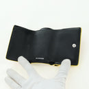BALENCIAGA Paper Mini Wallet Trifold Leather Yellow Silver 391446 Auth 161339M-9