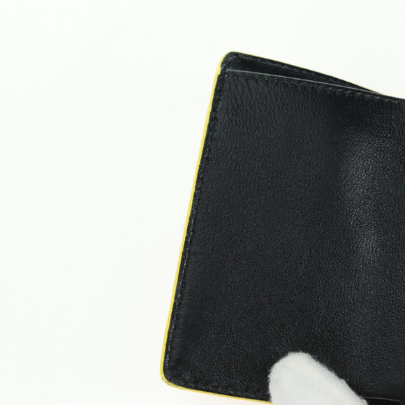 BALENCIAGA Paper Mini Wallet Trifold Leather Yellow Silver 391446 Auth 161339M
