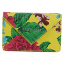 BALENCIAGA Paper Mini Wallet Trifold Leather Yellow Silver 391446 Auth 161339M-13