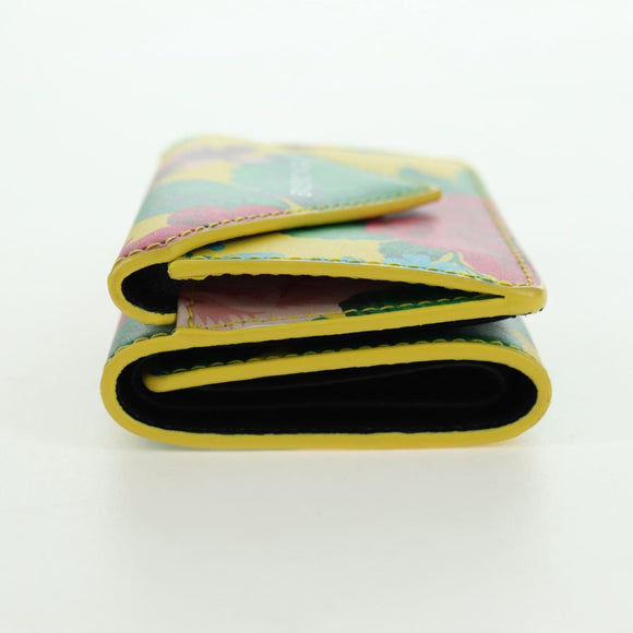 BALENCIAGA Paper Mini Wallet Trifold Leather Yellow Silver 391446 Auth 161339M