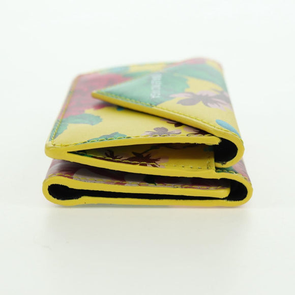 BALENCIAGA Paper Mini Wallet Trifold Leather Yellow Silver 391446 Auth 161339M
