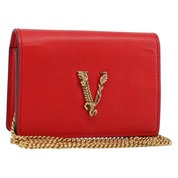 VERSACE Ketting Schoudertasje Leer Rood Goud Orig. 161343A