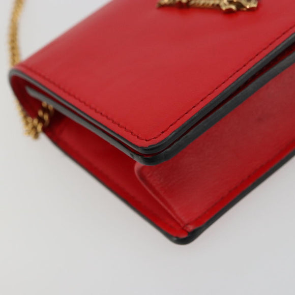 VERSACE Ketting Schoudertasje Leer Rood Goud Orig. 161343A