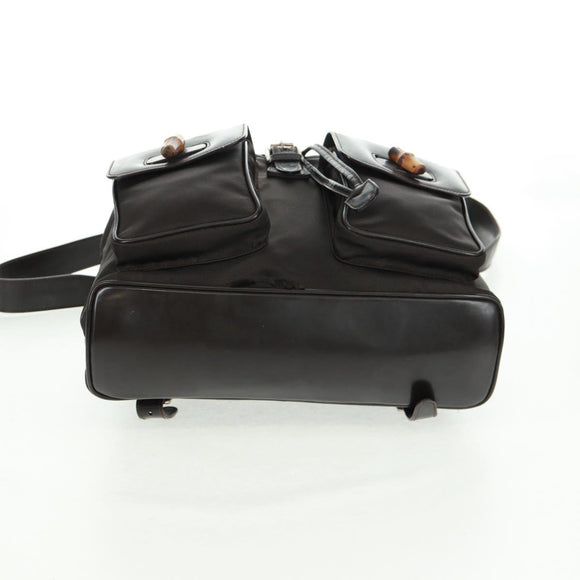 GUCCI Bamboo Backpack Nylon Brown Silver 003 1119 0016 Auth 161351