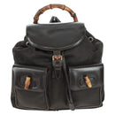 GUCCI Bamboo Backpack Nylon Brown Silver 003 1119 0016 Auth 161351-13