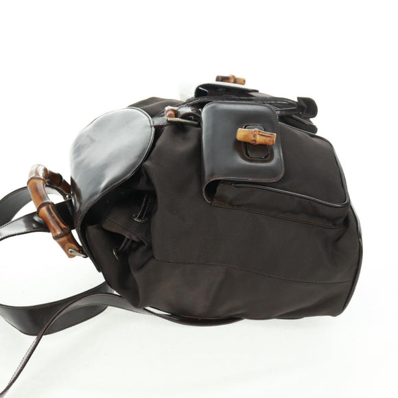 GUCCI Bamboo Backpack Nylon Brown Silver 003 1119 0016 Auth 161351