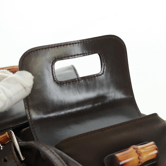 GUCCI Bamboo Backpack Nylon Brown Silver 003 2058 0016 5 Auth 161352