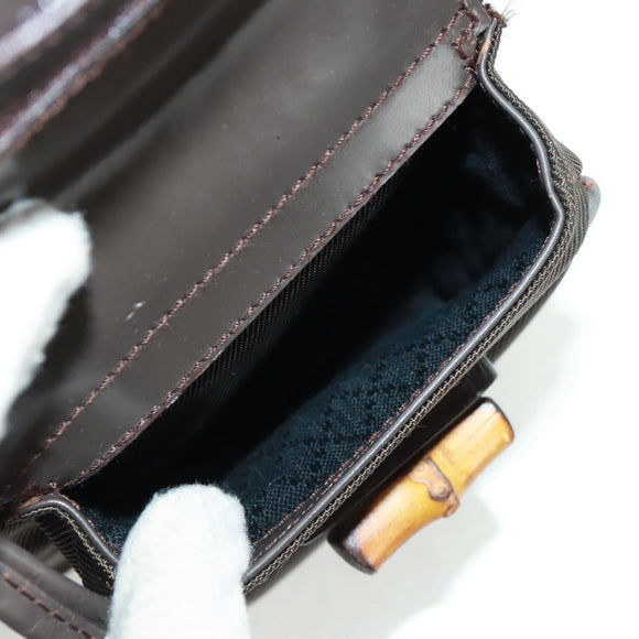 GUCCI Bamboo Backpack Nylon Brown Silver 003 2058 0016 5 Auth 161352