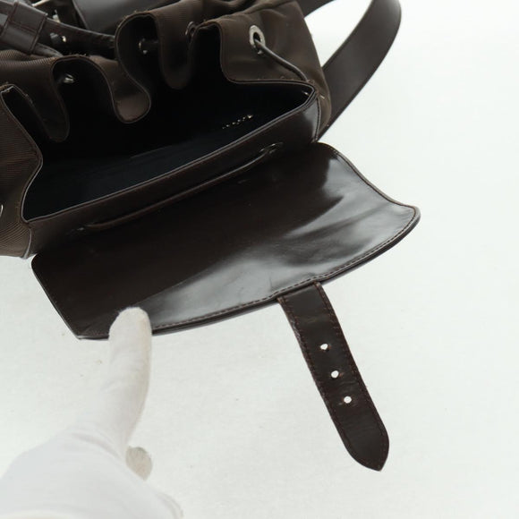 GUCCI Bamboo Backpack Nylon Brown Silver 003 2058 0016 5 Auth 161352