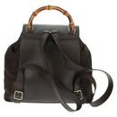 GUCCI Bamboo Backpack Nylon Brown Silver 003 2058 0016 5 Auth 161352-3