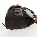 GUCCI Bamboo Backpack Nylon Brown Silver 003 2058 0016 5 Auth 161352-6