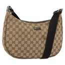 GUCCI GG Canvas Shoulder Bag Beige Silver 122790 Auth 161355-1