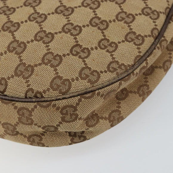 GUCCI GG Canvas Shoulder Bag Beige Silver 122790 Auth 161355