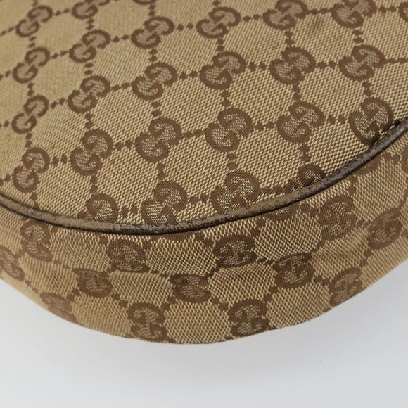 GUCCI GG Canvas Shoulder Bag Beige Silver 122790 Auth 161355