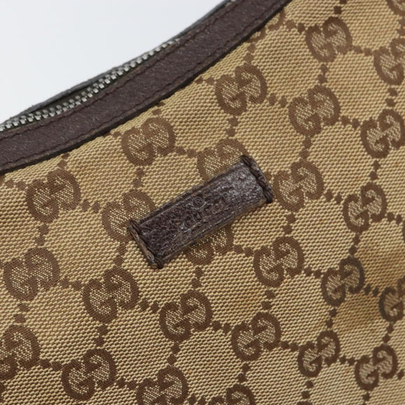 GUCCI GG Canvas Shoulder Bag Beige Silver 122790 Auth 161355