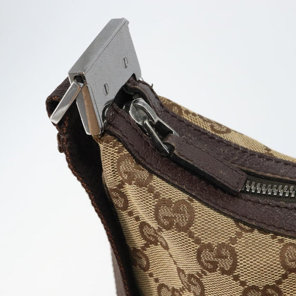 GUCCI GG Canvas Shoulder Bag Beige Silver 122790 Auth 161355