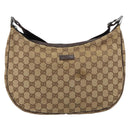 GUCCI GG Canvas Shoulder Bag Beige Silver 122790 Auth 161355-13