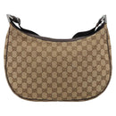 GUCCI GG Canvas Shoulder Bag Beige Silver 122790 Auth 161355-2
