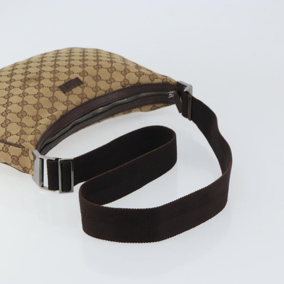 GUCCI GG Canvas Shoulder Bag Beige Silver 122790 Auth 161355