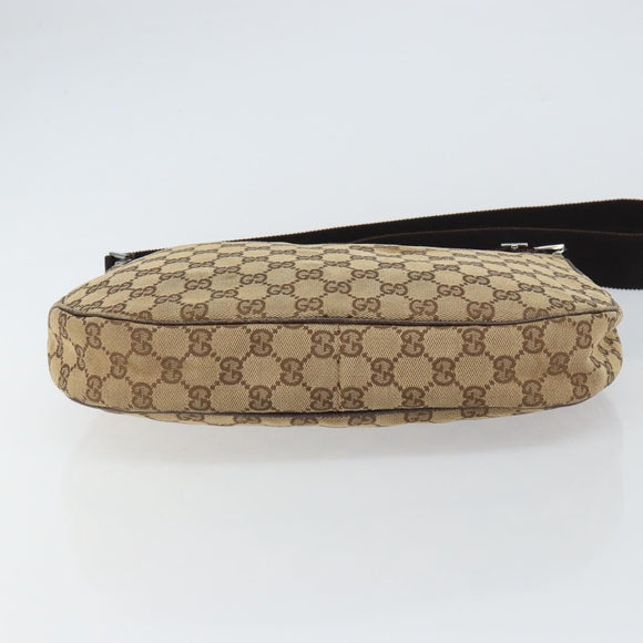 GUCCI GG Canvas Shoulder Bag Beige Silver 122790 Auth 161355