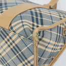 BURBERRY Nova Check Blue Label Hand Bag Canvas Blue Silver Auth 161356-9