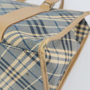 BURBERRY Nova Check Blue Label Hand Bag Canvas Blue Silver Auth 161356-15