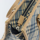 BURBERRY Nova Check Blue Label Hand Bag Canvas Blue Silver Auth 161356-10