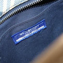 BURBERRY Nova Check Blue Label Hand Bag Canvas Blue Silver Auth 161356-11