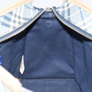 BURBERRY Nova Check Blue Label Hand Bag Canvas Blue Silver Auth 161356-17