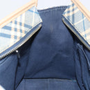 BURBERRY Nova Check Blue Label Hand Bag Canvas Blue Silver Auth 161356-18