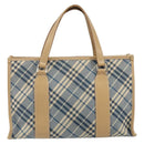 BURBERRY Nova Check Blue Label Hand Bag Canvas Blue Silver Auth 161356-13