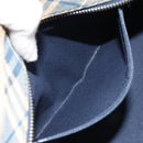 BURBERRY Nova Check Blue Label Hand Bag Canvas Blue Silver Auth 161356-20