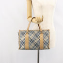 BURBERRY Nova Check Blue Label Hand Bag Canvas Blue Silver Auth 161356-21