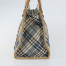BURBERRY Nova Check Blue Label Hand Bag Canvas Blue Silver Auth 161356-3