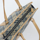 BURBERRY Nova Check Blue Label Hand Bag Canvas Blue Silver Auth 161356-6