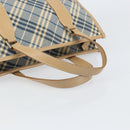 BURBERRY Nova Check Blue Label Hand Bag Canvas Blue Silver Auth 161356-7