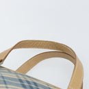 BURBERRY Nova Check Blue Label Hand Bag Canvas Blue Silver Auth 161356-8