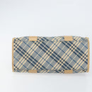 BURBERRY Nova Check Blue Label Hand Bag Canvas Blue Silver Auth 161356-5