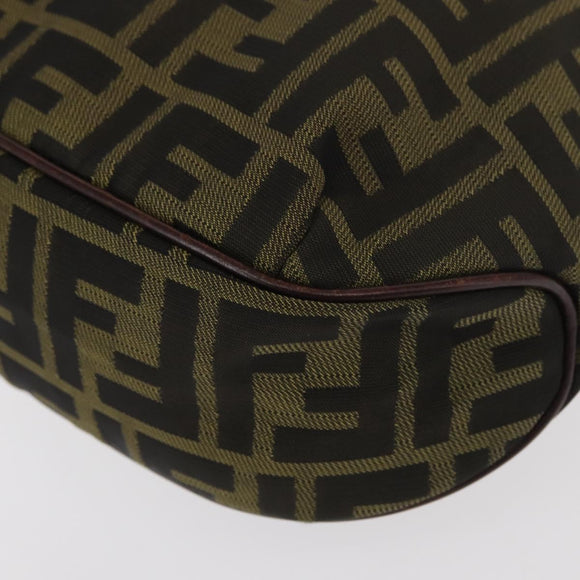 FENDI Zucca Canvas Hand Bag Brown Black Auth 161357