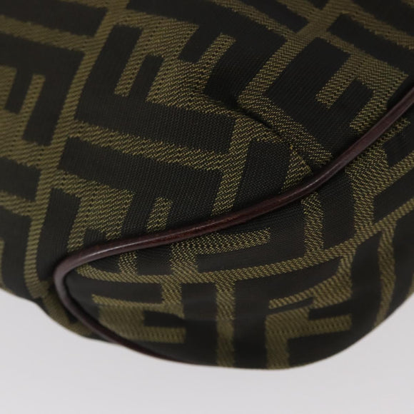 FENDI Zucca Canvas Hand Bag Brown Black Auth 161357