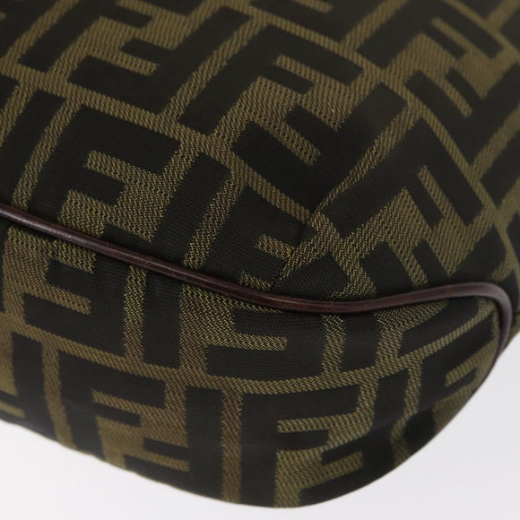 FENDI Zucca Canvas Hand Bag Brown Black Auth 161357