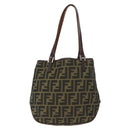 FENDI Zucca Canvas Hand Bag Brown Black Auth 161357-13