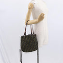 FENDI Zucca Canvas Hand Bag Brown Black Auth 161357-23