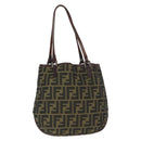 FENDI Zucca Canvas Hand Bag Brown Black Auth 161357-2