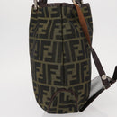 FENDI Zucca Canvas Hand Bag Brown Black Auth 161357-4