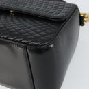 BALLY Hand Bag Leather Black Gold Auth 161359-10