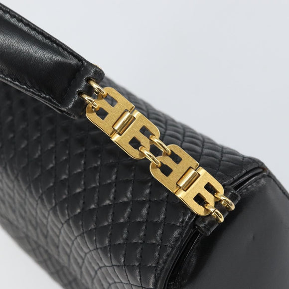 BALLY Hand Bag Leather Black Gold Auth 161359