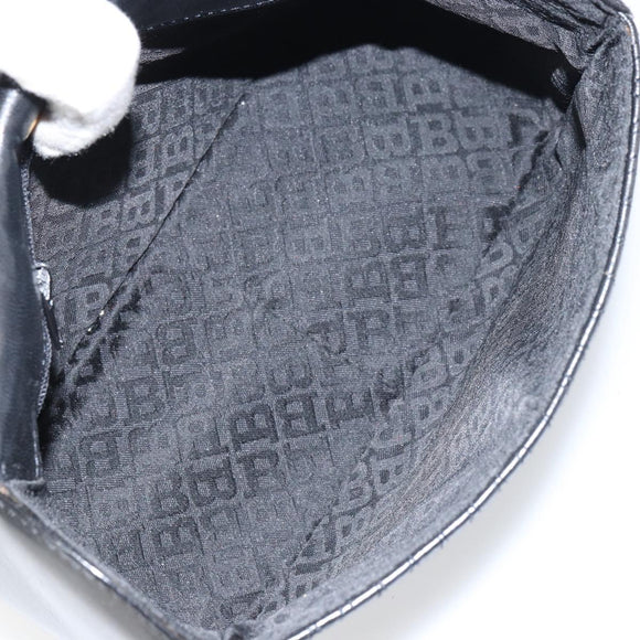 BALLY Hand Bag Leather Black Gold Auth 161359