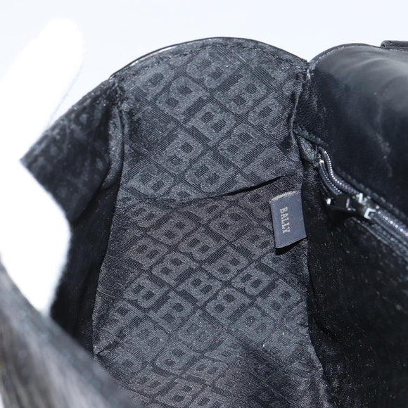 BALLY Hand Bag Leather Black Gold Auth 161359